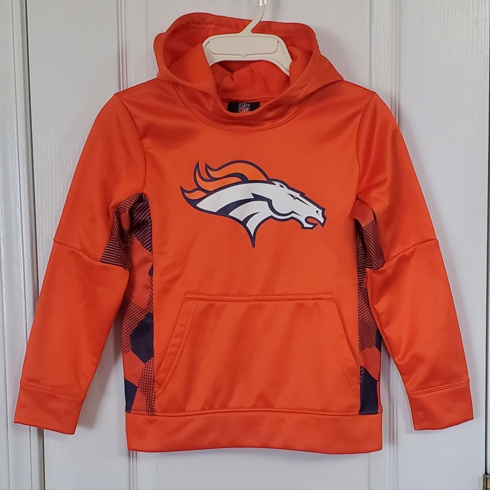 Denver Broncos NFL Hoodie, Kids Orange Hoodie with Team Logo Sz XS. 6/7 NWOT